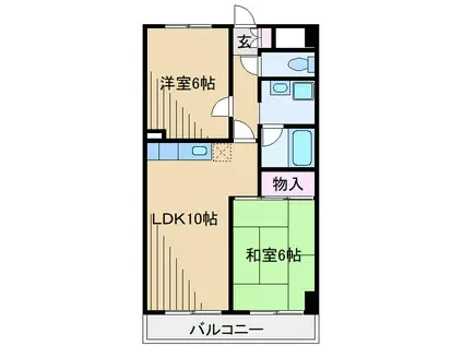 パークハイツ三ツ池(2LDK/6階)の間取り写真