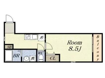 アートレジデンス春日出北(1K/2階)の間取り写真