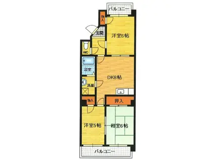 クィーンズコート壱番館(3DK/2階)の間取り写真