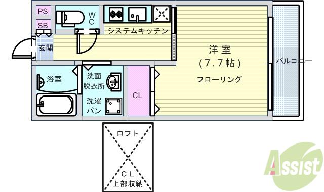 阪急宝塚線 豊中駅 徒歩15分 2階建 築24年(1K/2階)の間取り写真