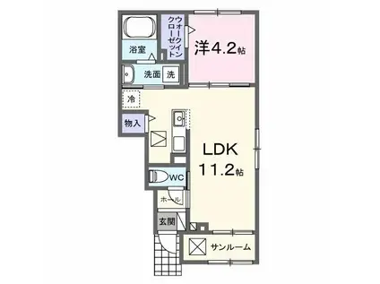 ル・グラン太田 II(1LDK/1階)の間取り写真