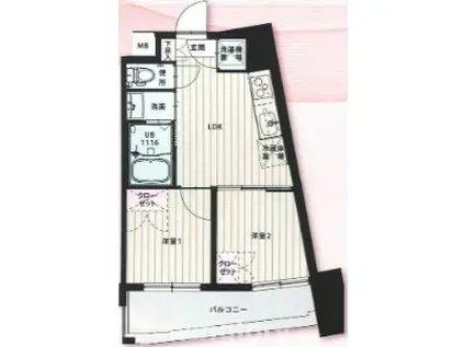 NO.103 ST.DOWN TOWN HAKATA(2LDK/14階)の間取り写真