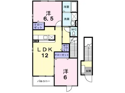コモドハイムA(2LDK/2階)の間取り写真