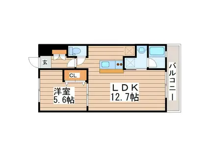 しまかげビル(1LDK/2階)の間取り写真