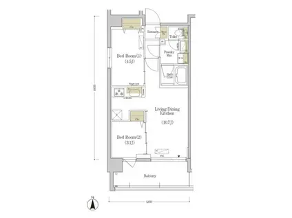 アーバネックス菊川(2LDK/3階)の間取り写真