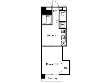 シャイニングスタービル(1DK/7階)の間取り写真