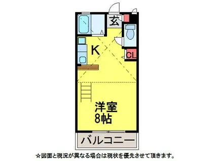 ベルメゾン六番館(ワンルーム/2階)の間取り写真