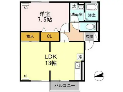 カモマイル(1LDK/2階)の間取り写真