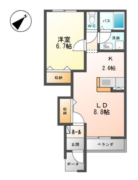 リバレイン(1LDK/1階)の間取り写真
