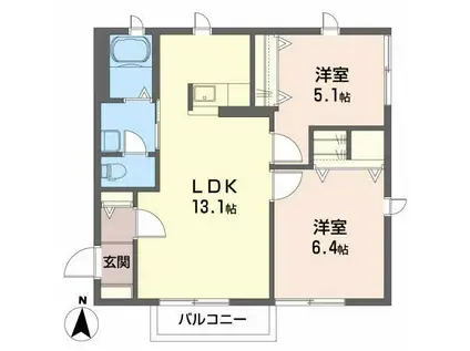 シャーメゾン方木田(2LDK/2階)の間取り写真