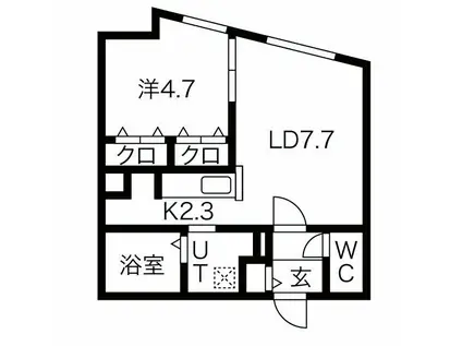 ブランシャール豊水すすきの(1LDK/5階)の間取り写真