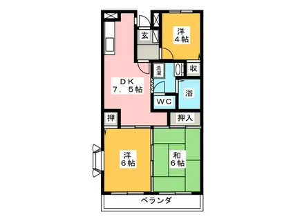 コーポエデン A(3DK/3階)の間取り写真