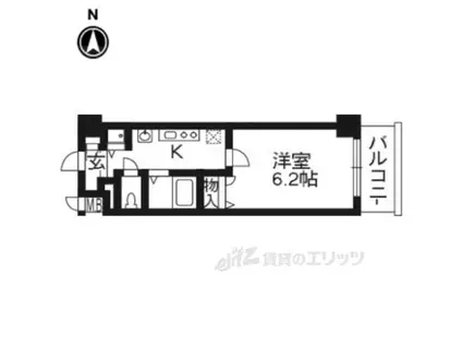 プレサンス京都鴨川彩華(1K/2階)の間取り写真