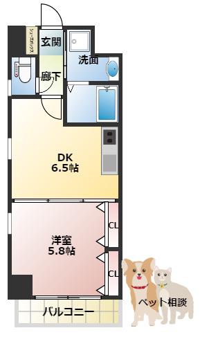 ビエラ江戸堀(1DK/10階)の間取り写真