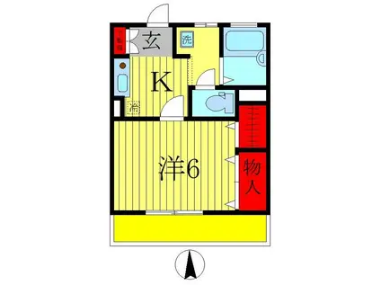 シャレー馬橋(1K/3階)の間取り写真