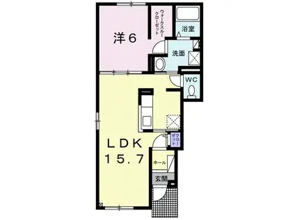 オーシャン ビュー(1LDK/1階)の間取り写真