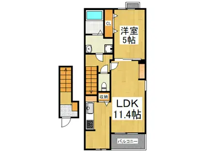 グランツ プラム(1LDK/2階)の間取り写真