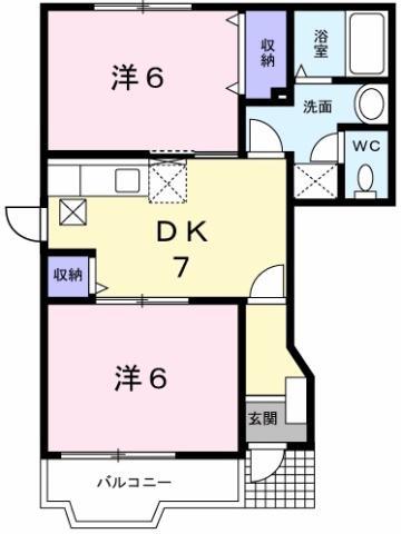 シャンゼリゼ弐番館(2DK/1階)の間取り写真