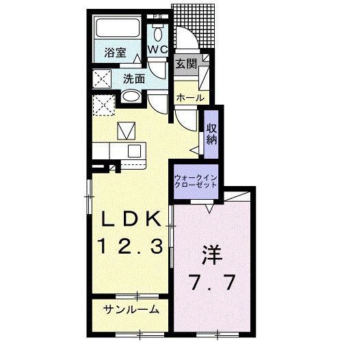メゾン・ド・シュシュB(1LDK/1階)の間取り写真