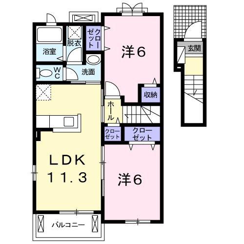 ベル メゾン ディデアル(2LDK/2階)の間取り写真