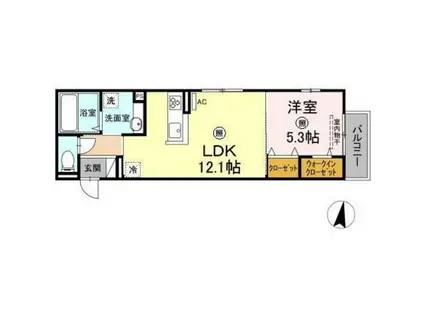 D-ROOM楽々園(1LDK/2階)の間取り写真