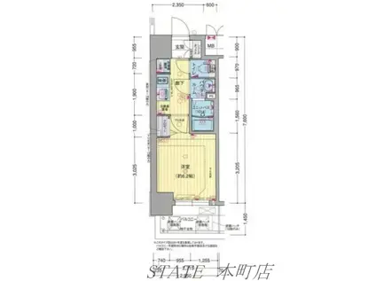 プレサンス大国町ブライス(1K/12階)の間取り写真