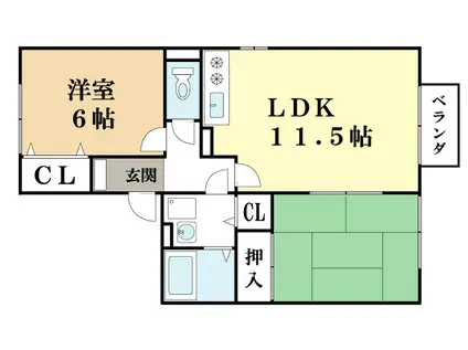 セジュール圭(2LDK/2階)の間取り写真