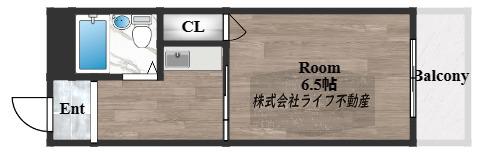 大宝菱屋西ロイヤルハイツ(1K/5階)の間取り写真