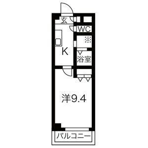 レインボーハイム(1K/4階)の間取り写真