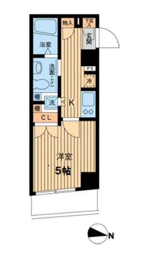 エスティメゾン武蔵小山(1K/1階)の間取り写真