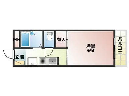 西明石ハイツ(1K/2階)の間取り写真