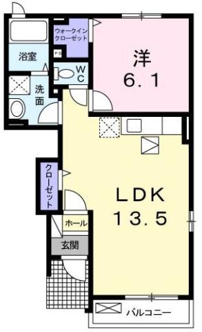 ライトブレス A(1LDK/1階)の間取り写真