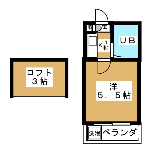 ホワイトハウス尾山台(1K/2階)の間取り写真