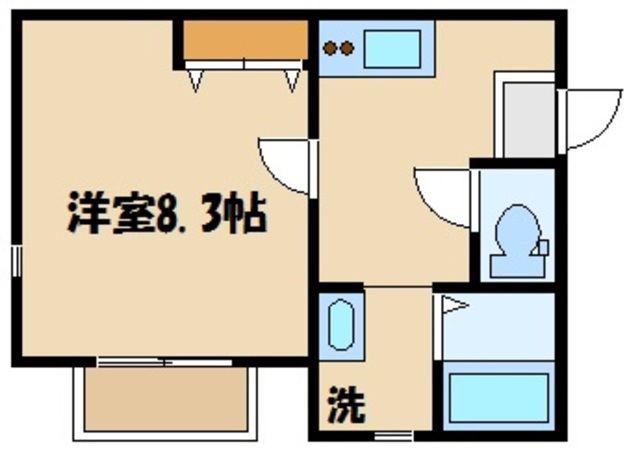 ヴィレッタ櫛引(1K/1階)の間取り写真