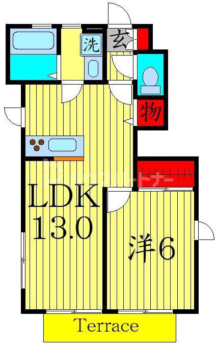 エルマーナ雑司が谷(1LDK/1階)の間取り写真