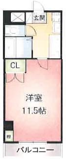 THUマンション(1K/5階)の間取り写真