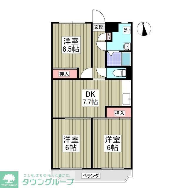風見鶏グランドハイツII(3SDK/2階)の間取り写真