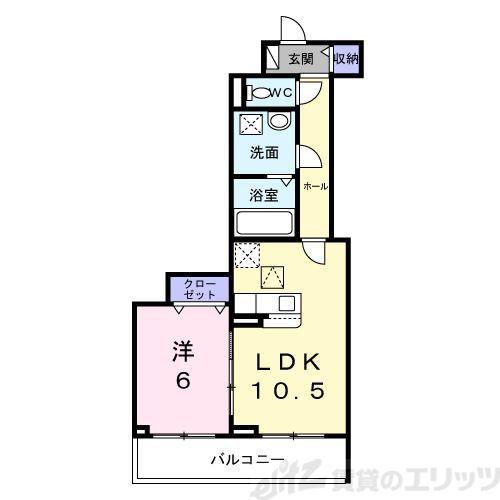 ユニゾン安満 A棟(1LDK/2階)の間取り写真