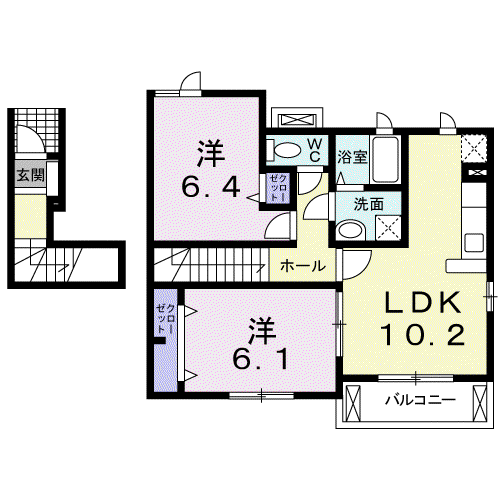 レガーメ(2LDK/2階)の間取り写真