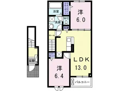 フィレールA(2LDK/2階)の間取り写真