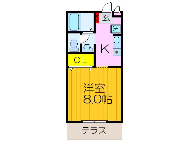楠葉ビューハイツ(1K/1階)の間取り写真