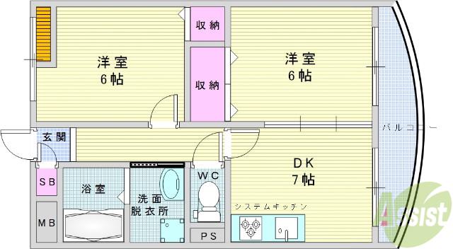 シャト-蛍ヶ池(2DK/1階)の間取り写真