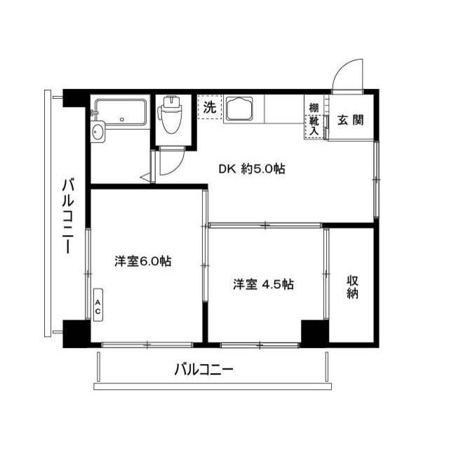 丸善高円寺ハイツ(2DK/4階)の間取り写真