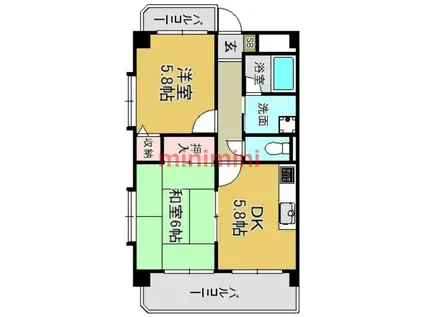 ピュアプレイス(2DK/2階)の間取り写真