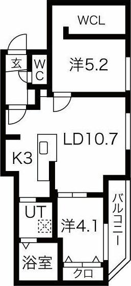 CASA AT豊平公園(2LDK/4階)の間取り写真
