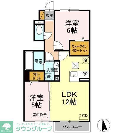 つくばエクスプレス 柏の葉キャンパス駅 徒歩30分 2階建 築5年(2LDK/1階)の間取り写真