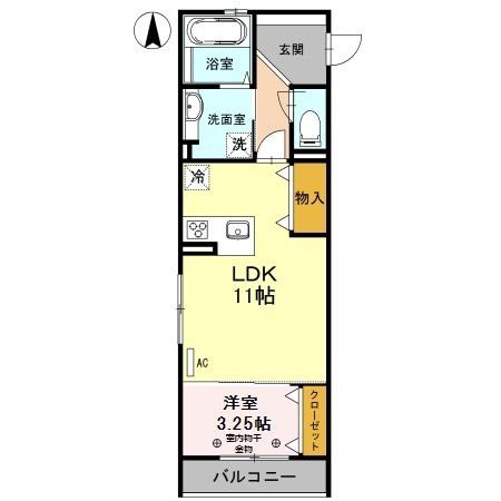 KANONカノン(1LDK/2階)の間取り写真
