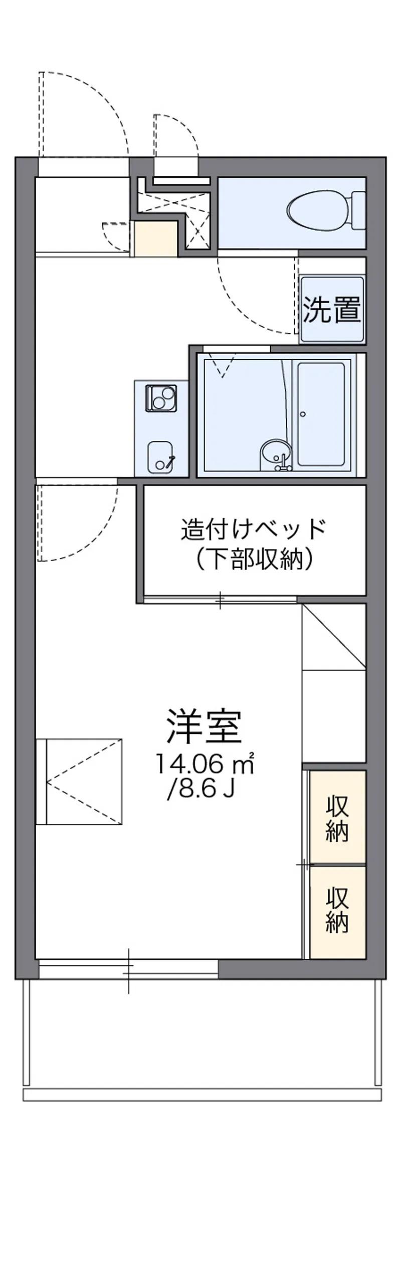 レオパレス朝日(1K/2階)の間取り写真