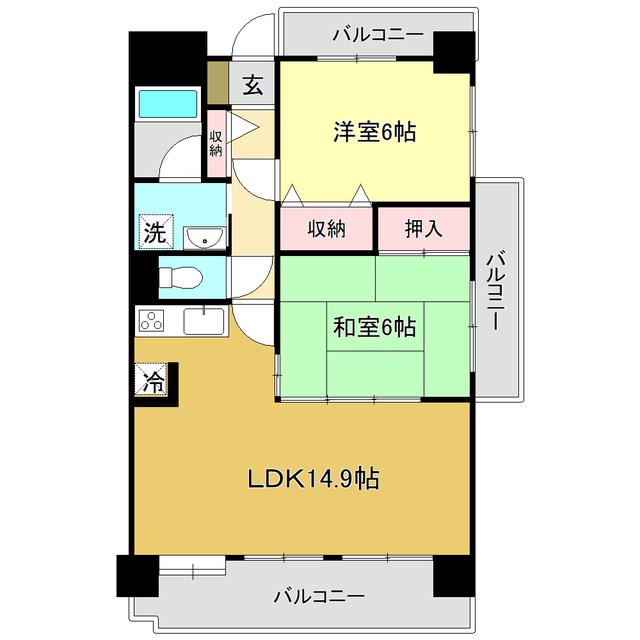 ジュピター(2LDK/5階)の間取り写真