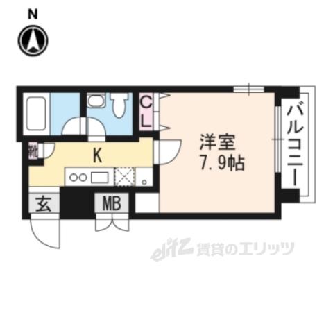 プレサンスNEO京都烏丸(1K/10階)の間取り写真